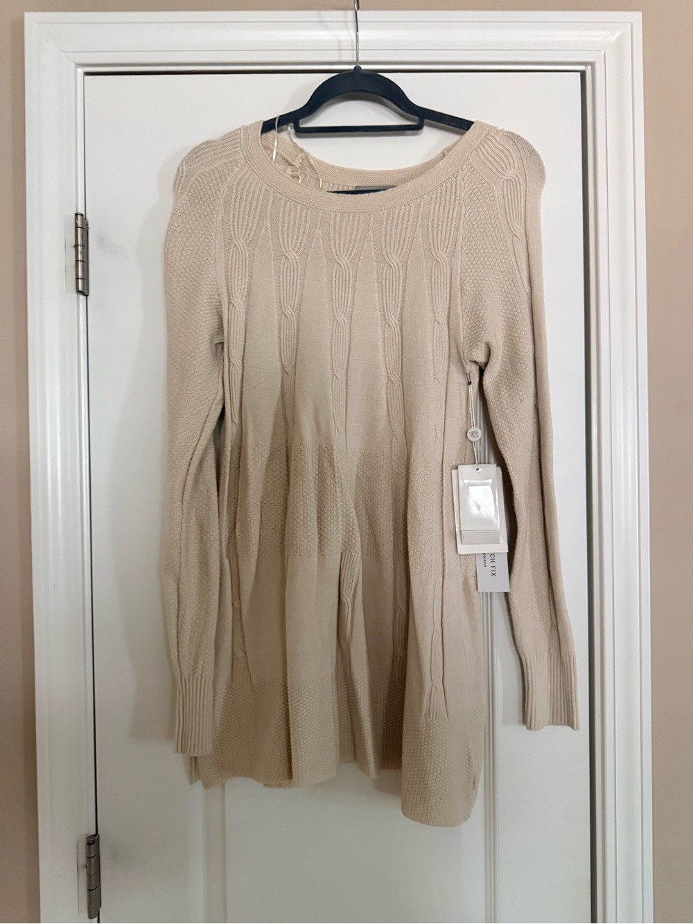 Women's Cable Knit Cream Sweater Dress